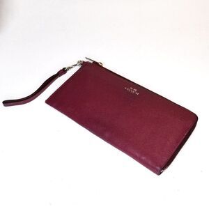 Coach Maroon Mulberry Leather Zip Clutch/Wristlet
